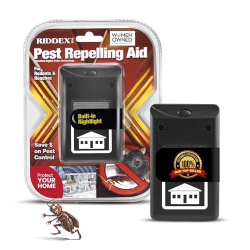 RIDDEX Plus Insect Repellent - Plug in, Mouse Deterrent - Pest Control for Defense Against Rats, Mice, Roaches, Bugs and Insects - Pests Repellents | Black