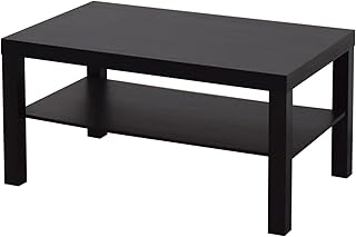 HSD LACK Coffee Table Modern Stylish Coffee Table, Living Room, Herringbone Coffee Table, with Shelf, Rectangular Table, Easy to Assemble, Black Brown, 90x55x45 CM