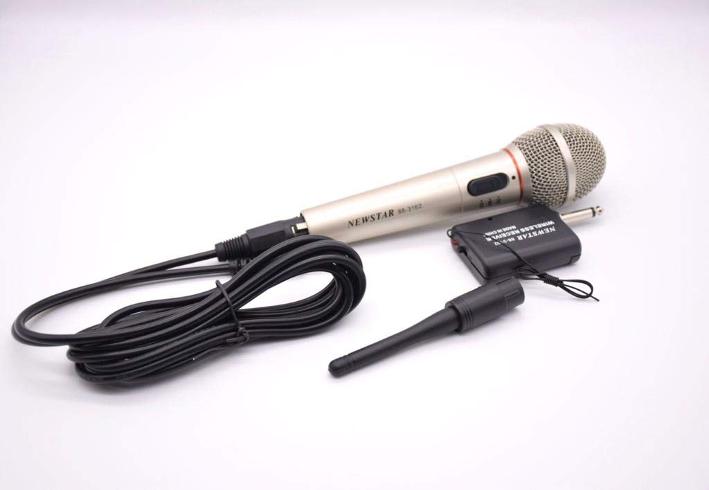 Newstar FM wire & wireless microphone , Sensitivity -72dB, unidirectional, frequency 100 to10000Hz ,600Ohm, 15 to 30M effective distance ,3M wire ..value of money by Liberty house