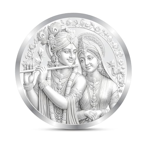Image of Precious Moments Radha Krishna Silver Coin 10 Gram | 20 Gram | 50 Gram | 100 Gram BIS Hallmarked Round Square Flower Shaped 999 Purity with Gift Box by ACPL