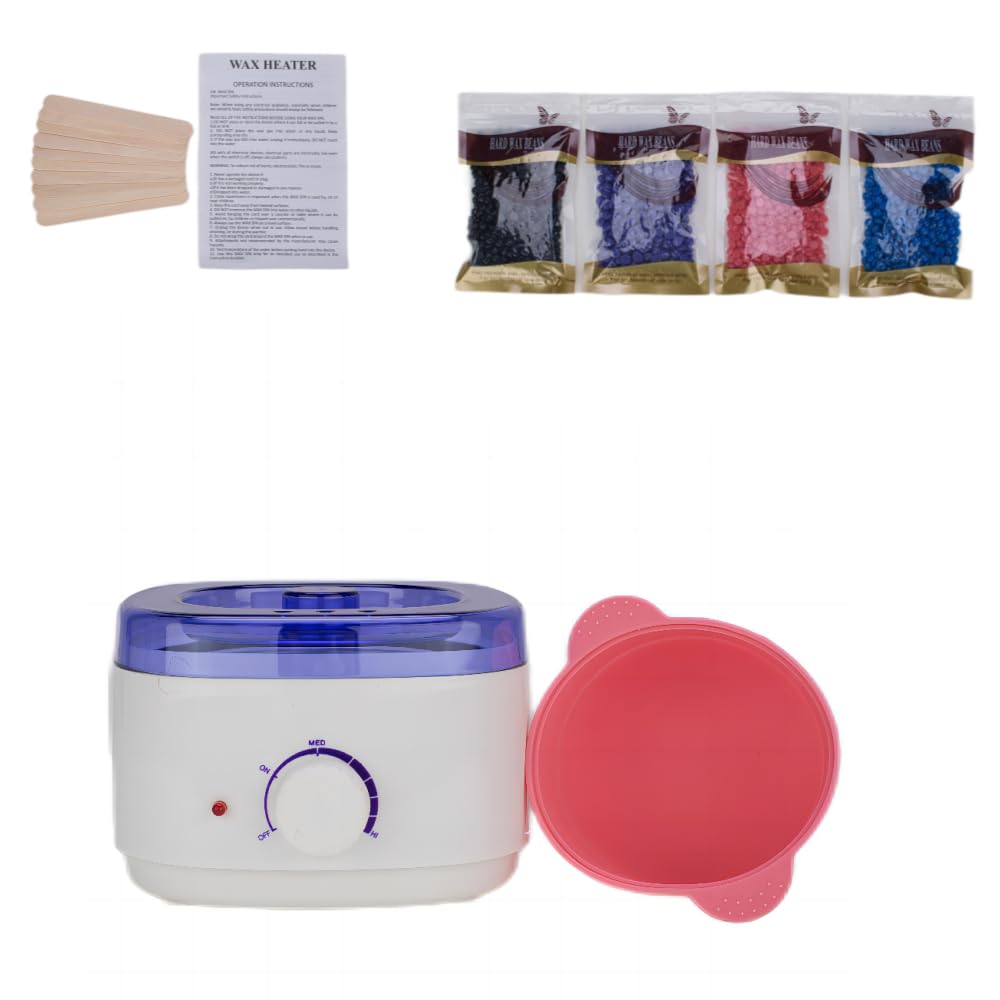 Kit per ceretta Set di cera adatto per pelli sensibili, riscaldatore di cera dura per la depilazione elettrico di fascia alta, set di riscaldatori per cera digitale adatto per viso, corpo, braccia e