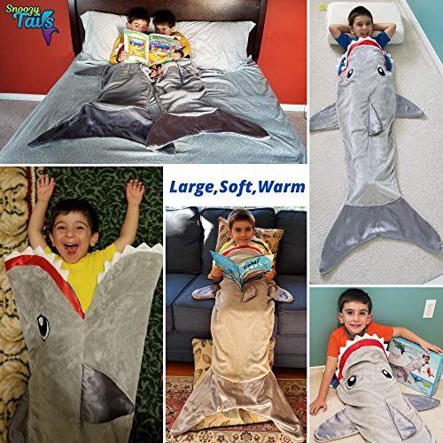 Shark Tail Animal Blanket for Boys. Soft Plush Shark Sleeping Bag Blanket for Kids with Gift Box. Blankie Fun Fin Gray… - Image 3