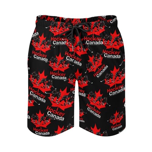 Canadian Canada Hockey Men's Board Shorts with Mesh Liner Quick Dry Swim Trunks Casual Beach Short Pants2