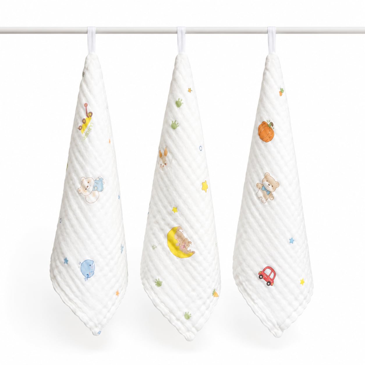 Muslin 6 Layer 100% Organic Bamboo Cotton Face Towels for Newborn Baby Extra Soft Muslin Burp Cloths Pack of 3, 25 x 25 cm-image-10