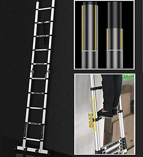 FF Foldable Aluminum Extension Ladder, 16ft/17ft/20ft/23ft/26ft Extra Tall Engineering Telescoping Ladder with Support Bar, Load 330lbs (Size : 8m/26ft)
