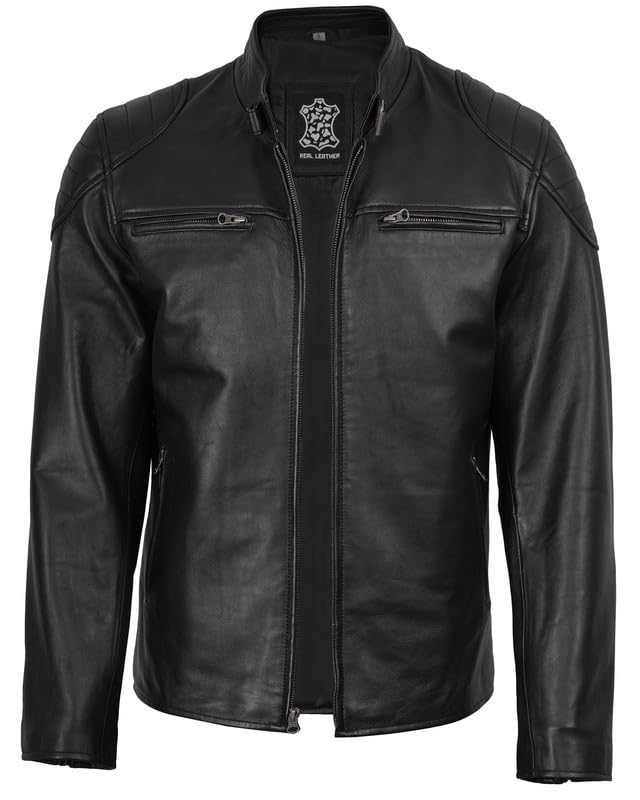 Image of Decrum Real Lambskin Leather Jackets for Men with Zipper Closure