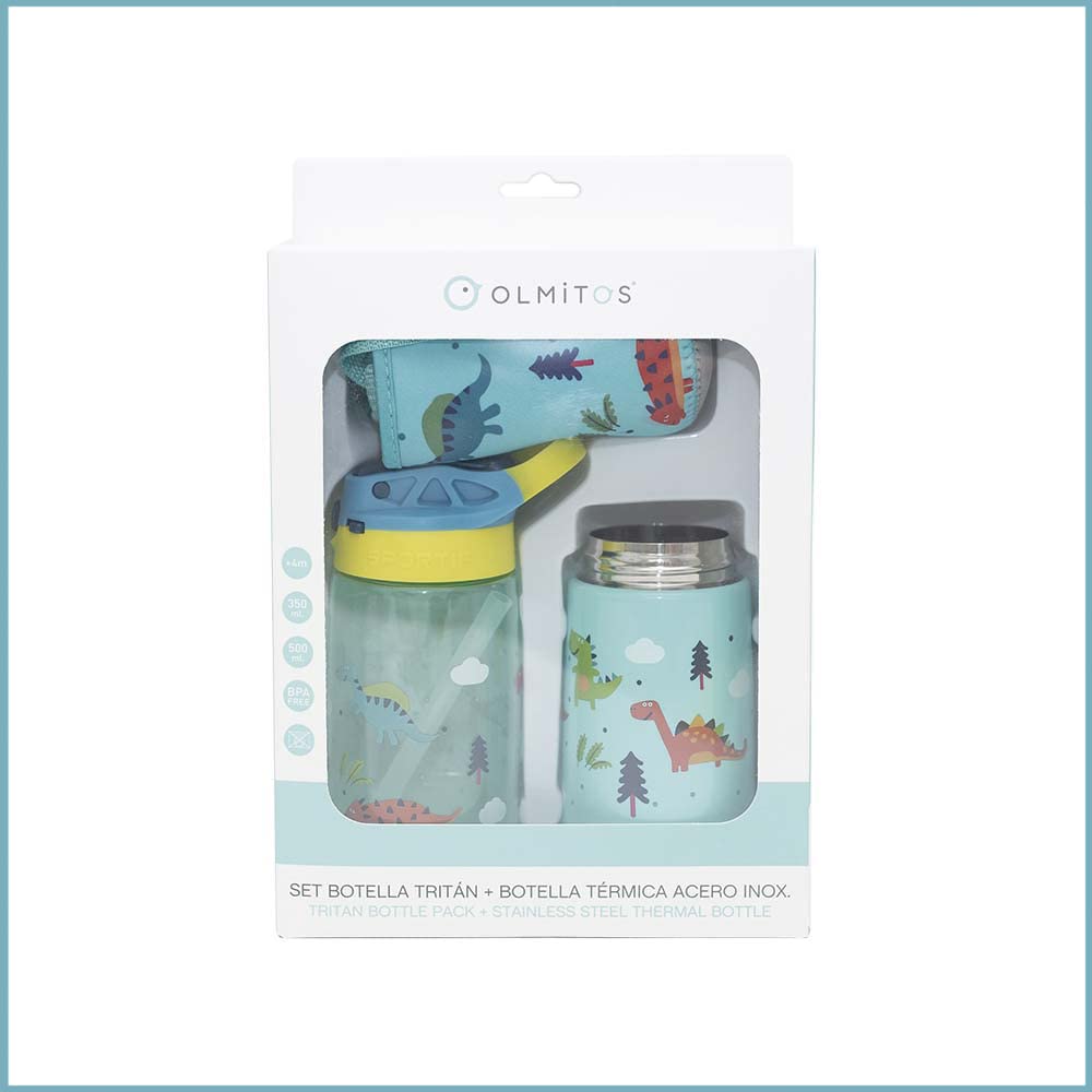 SET BOTELLA TRITÁN Y ACERO CON FUNDA OLMITOS (Azul)