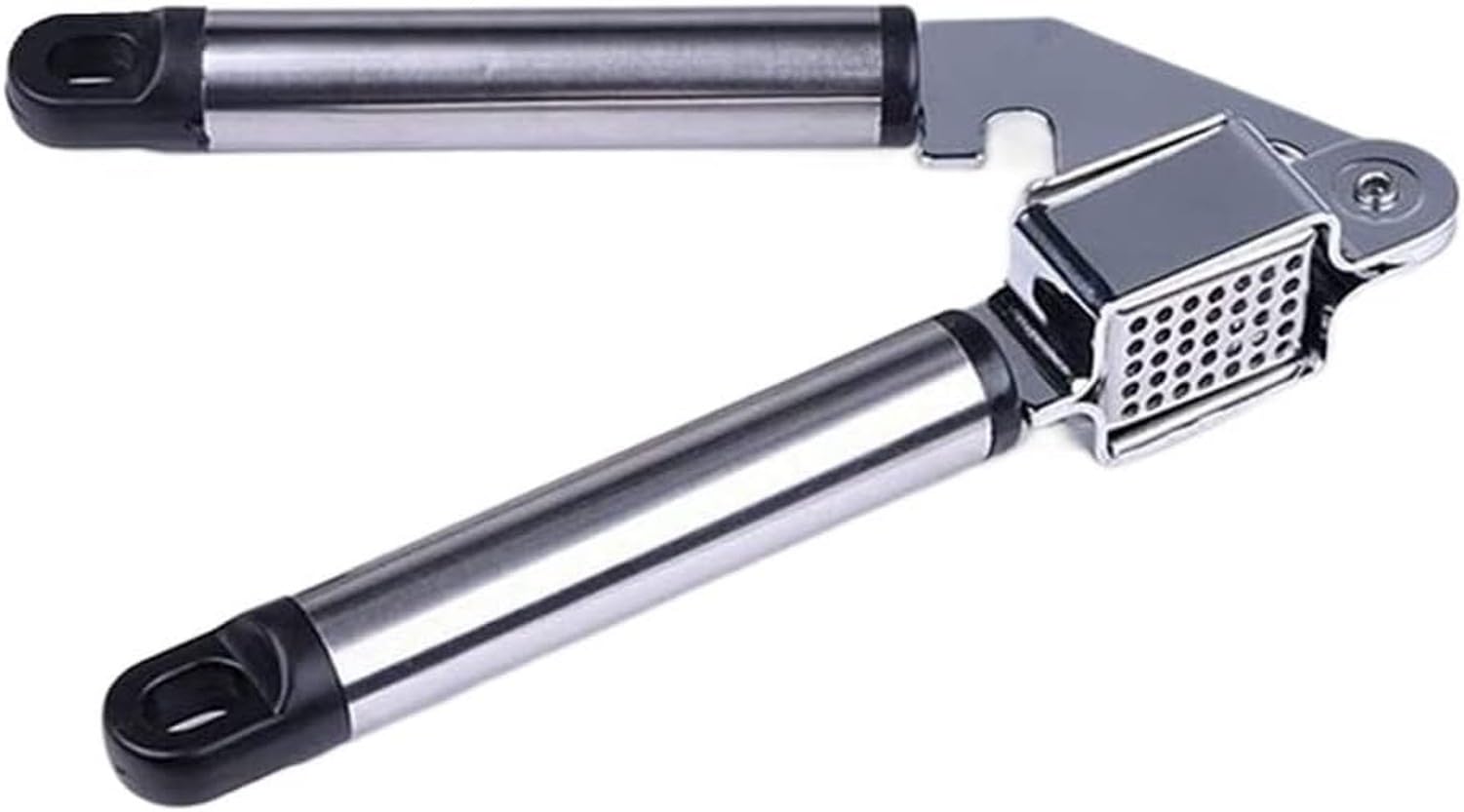 WOMGKDA Garlic Press Crusher Ginger Garlic Mincer Easy-Squeeze Ergonomic Handle, No Need to Peel Professional Garlic Press No Mess, No Flying Cloves, Silver, 18.5 * 4.5cm
