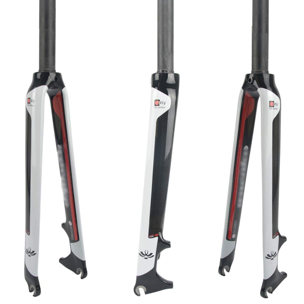AZQOHMIS Bike Suspension Fork,700C Mountain Bike Front Fork,Bicycle Front Fork Carbon Fiber/Straight Tube 28.6mm * 300mm/Discbrake/Wheel Set Up To 700 * 25C ??(One)