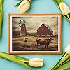 YEEIFFD Farmhouse Red Old Barn Country Windmill Landscape Rustic Highland Cow Vintage Nature Scenery 5D Adult Diamond Art, DIY Diamond Art Painting Kit for Decor Canvas 12x16 Inch #1