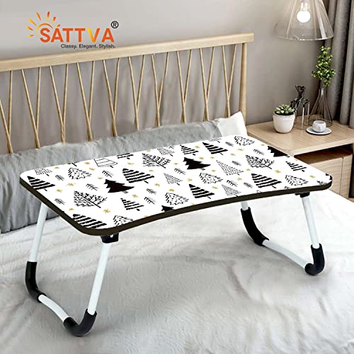 Image of Sattva Multipurpose Printed Laptop Table | Study Table | Bed Table | Foldable and Portable | Wooden Table | Writing Desk | Portable Non Slip Legs Table Black Forest
