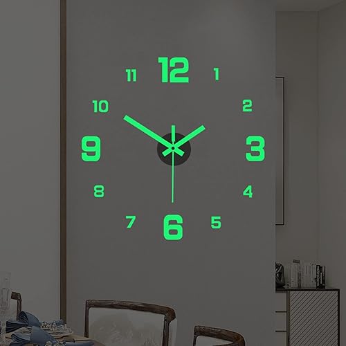 Bluelans Reloj de pared sin marco moderno espejo 3D decoración de reloj de pared con calcomanía para el hogar sala de estar dormitorio oficina