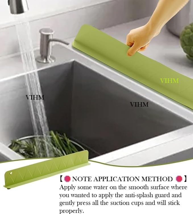Image of Silicone Sink Splash Guard for Kitchen and Bathroom, Silicone Sink Splash Guards with Strong Suction Cup,Silicone Flume Baffle Water Barrier for Kitchen Sink Anti-Splash Water (48 cm) (pack of 1)