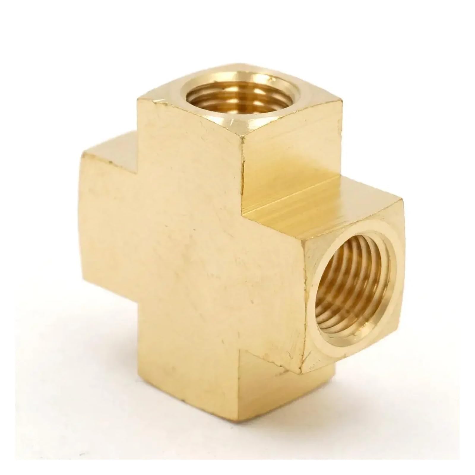 MQXFCZUX 1/4" NPT Female Cross 4 Ways Brass Pipe Fitting Connector Water Gas Oil Fuel MQXFCZUX