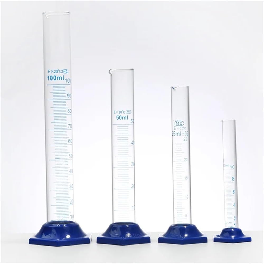 Vetreria da laboratorio Cilindro graduato in vetro 10/25/50/100/250/500/1000ml Base in plastica con scala for esperimenti(1000ml)