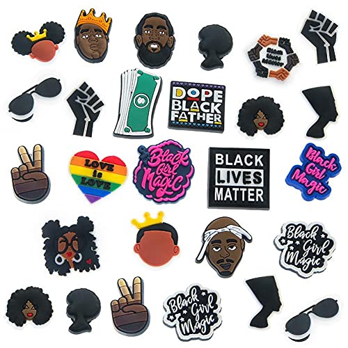 Chaussure PVC pour Sabots Chaussures Décorations Party Favors 20pcs Black Girl Magic Shoe Accessoires pour Adolescents Enfants Garçons Filles Anniversaire Cadeaux d'anniversaire Cover