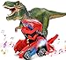 INLAIER Transforming Dinosaur Toys, 2 in 1 Automatic Transforming Dinosaur Car with LED Light and Music Transform Dino Car for Kids Christmas Birthday Gifts (Red)