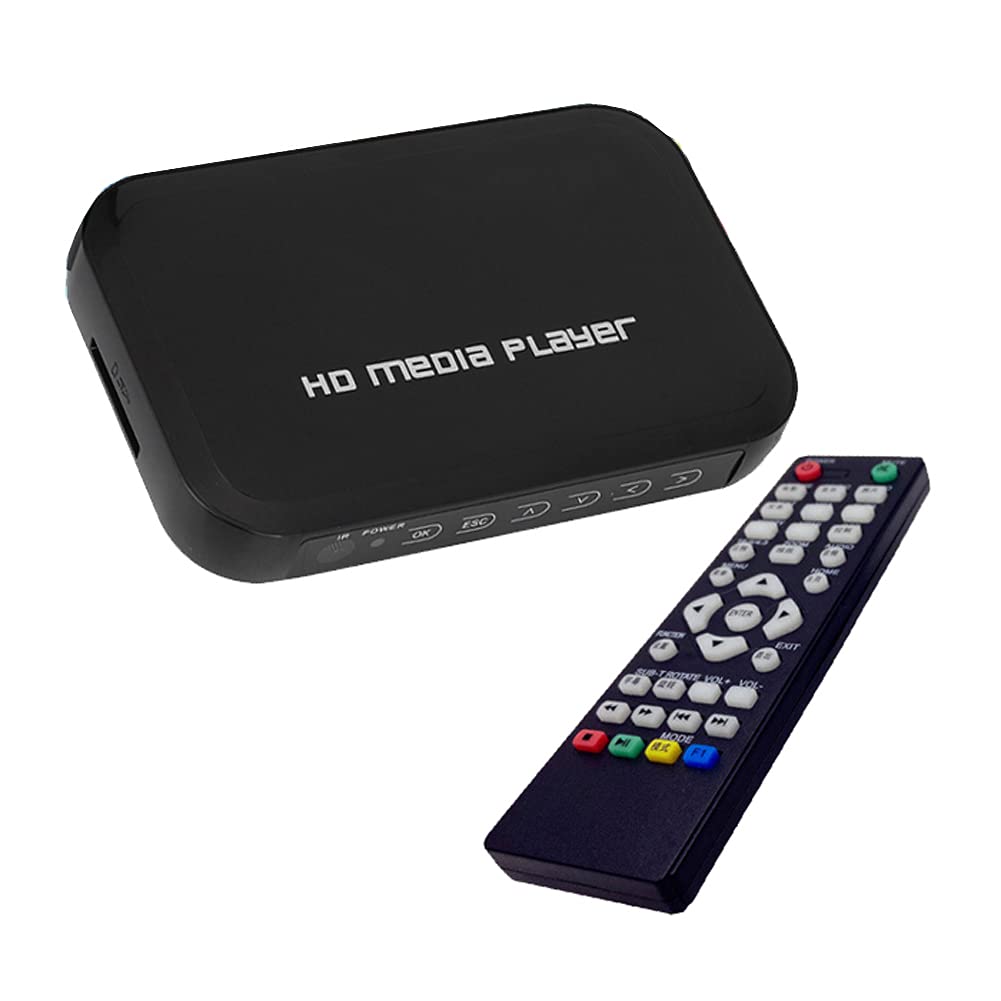 A28C Bolwins Full HD 1080P - Lettore video con HDMI/AV/VGA - USB e SD Riproduzione per film, musica e foto - Loop & Auto Play - Scatola di riproduzione offline con telecomando