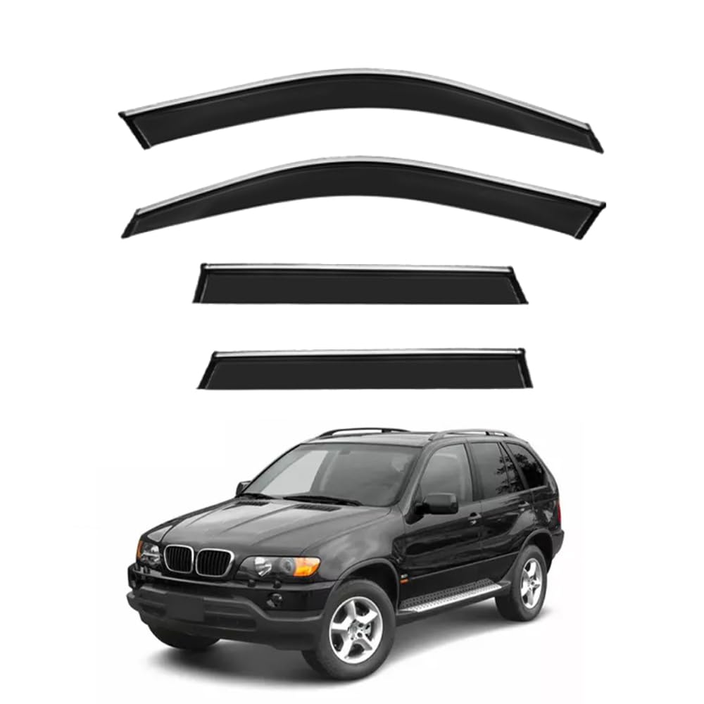 QOEMRHELT 4pc Set In-Channel Wind Deflectors, for BMW X5 E53 1999-2005 Window Visors Rain Guards Vent Visors Rain & Sun Protection,Car Accessories