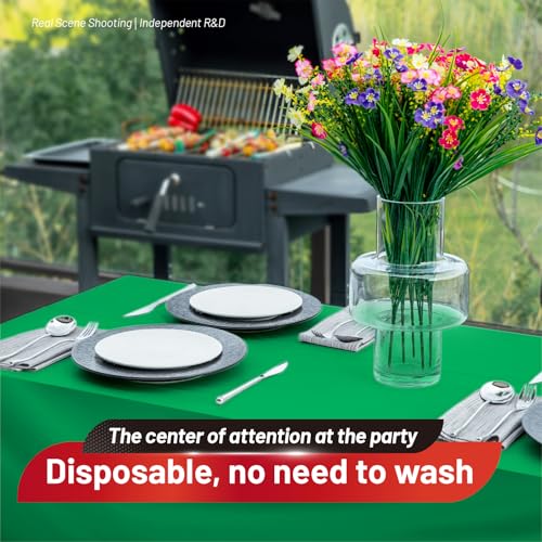 Image of Plastic Table Cloth, 110 Ft X 54 in Plastic Table Cloth Disposable Green Tablecloth Premium PEVA with Any Cut Sliding Cutters Disposable Tablecloth for Picnics, Parties, Birthdays, Festivals
