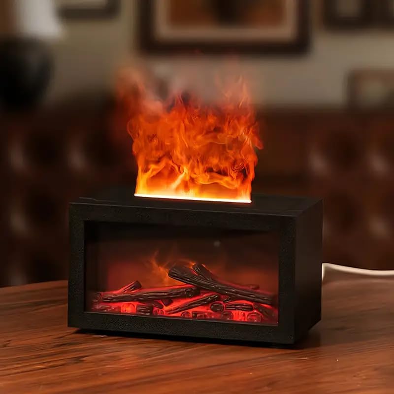 Fireplace Flame Air Diffuser Humidifier,7 Colors Aromatherapy Essential Oil Diffuser,Ultrasonic Aroma Humidifier with Timer 3D Fireplace-Style Humidifier for Home,Bedroom,Office,Yoga, Auto-Off