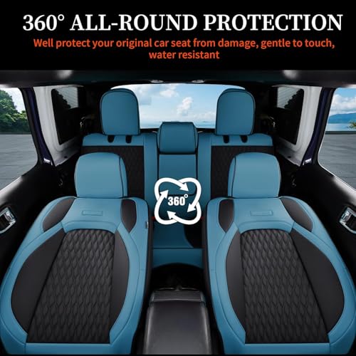 Image of Coverado Seat Covers for Jeep Wrangler, Waterproof Leather Car Seat Covers for Truck Automotive Seat Covers Custom Fit for 2018-2026 Jeep Wrangler JL Seat Covers 4 Door Full Coverage (Blue)