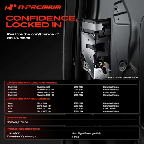 Image of A-Premium Rear Right Passenger Side Door Lock Actuator | Compatible with 2010-2014 Chevrolet Chevy Silverado 1500 2500HD 3500HD & GMC Sierra 1500 2500HD 3500HD