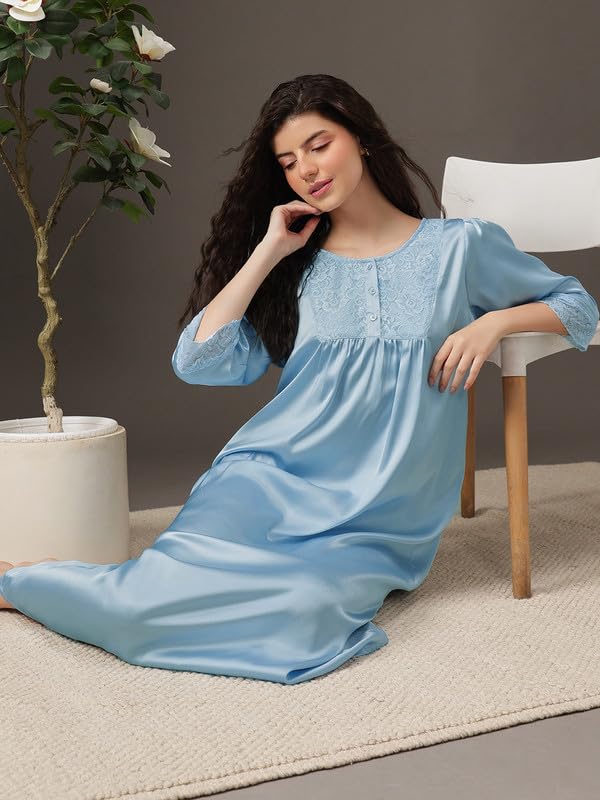 Image of Clovia Women Satin Nighty- Long