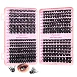 Individual Eyelashes 640Pcs, 80+120+150+200D Clusters Lashes, 9-16mm DIY Eyelash Extension