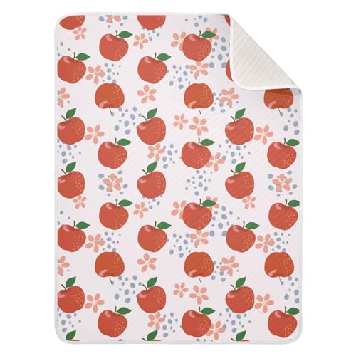 Image of Fruit Red Apples Flowers Baby Swaddle Blanket for Boys and Girls, Muslin Baby Receiving Swaddle Blanket, Soft Cotton Nursery Swaddling Blankets for Newborn Toddler Infant, 30x40 in