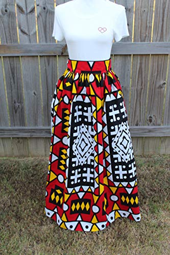 Women's African Print Maxi Skirt with Pockets