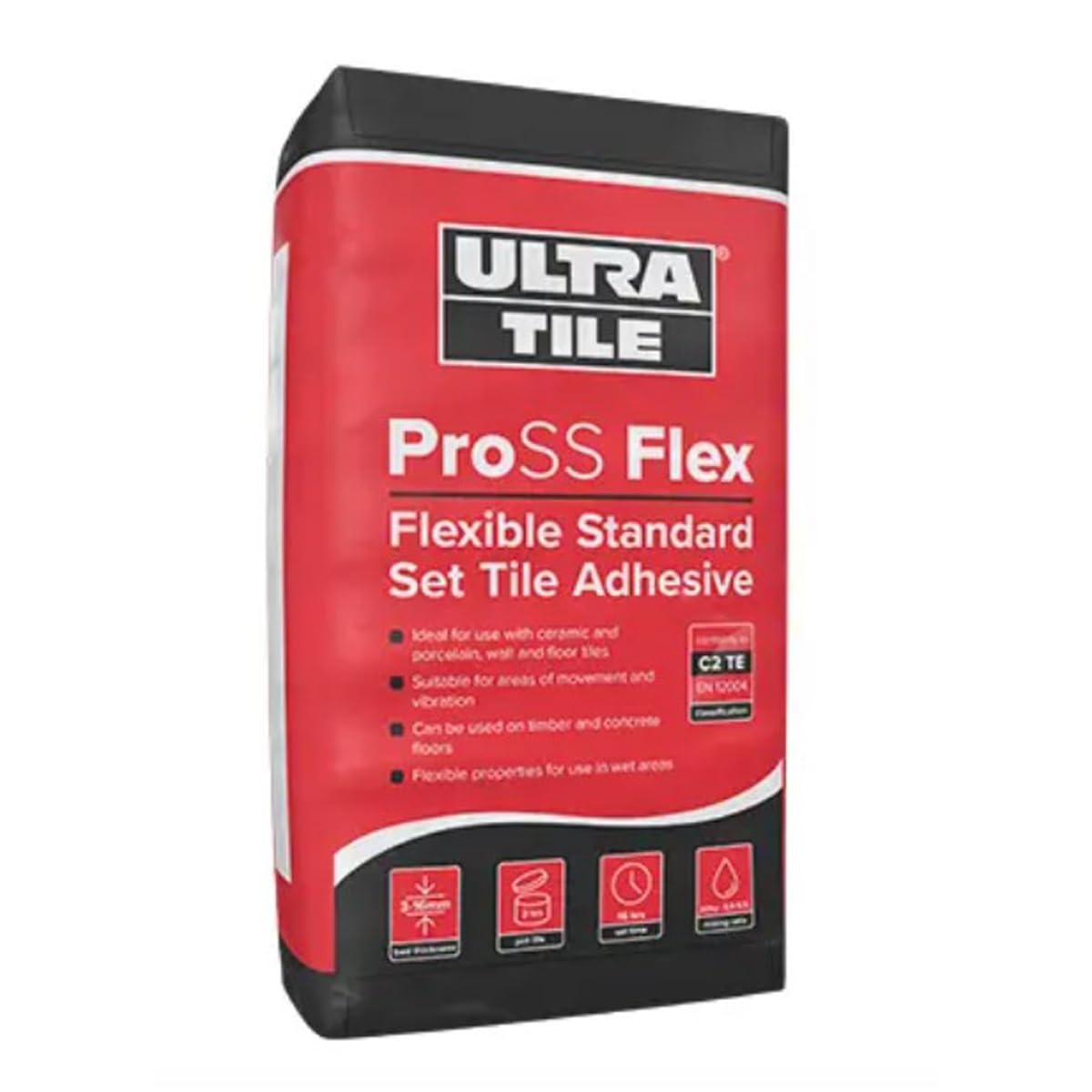 Ultra Tile ProSS Flex Flexible Standard Set Tile Adhesive Wall & Floor Adhesive 20 KG Tile Adhesive Grey