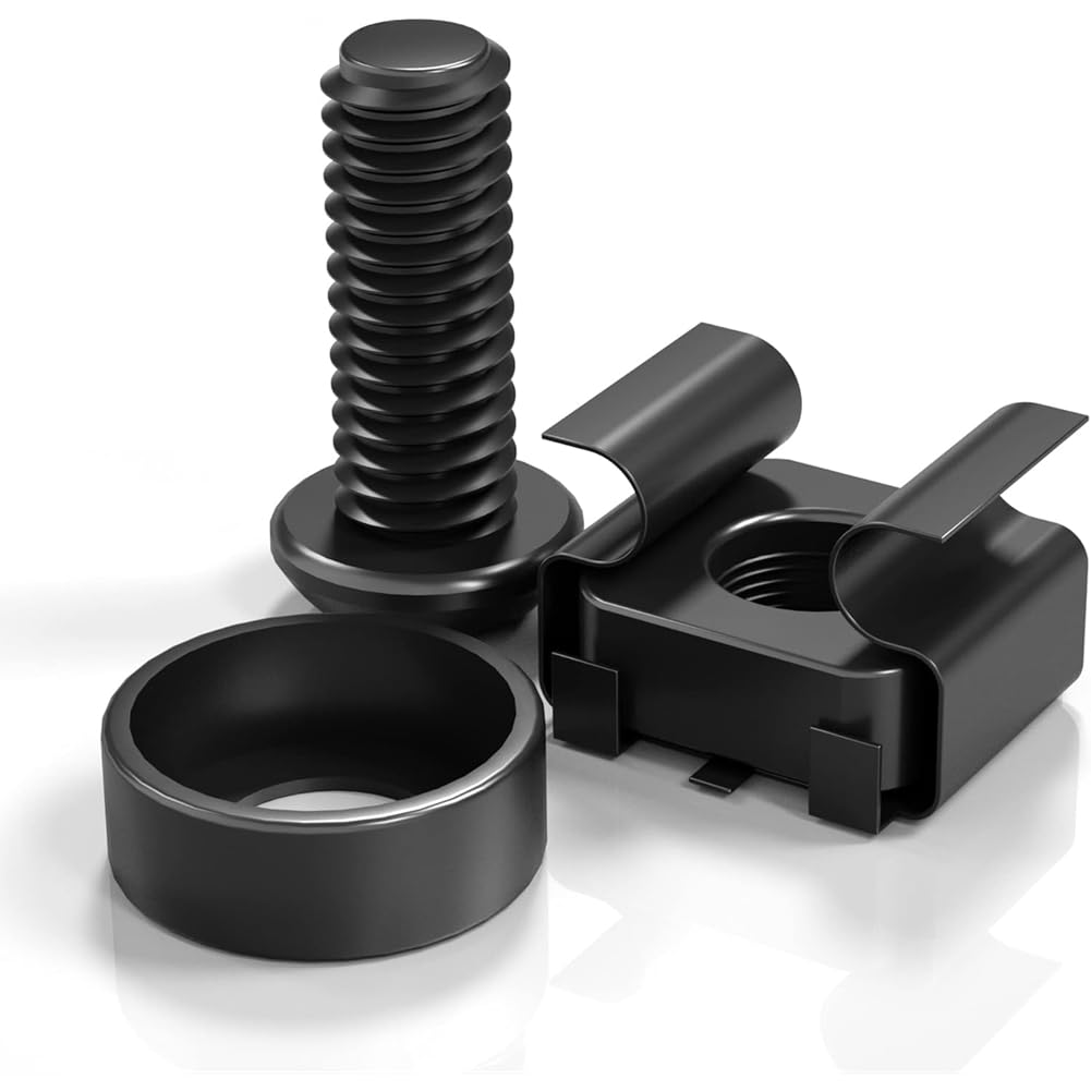 Xnuiasqe Rack Mount Cage Nuts Server Rack Screws M6 Cage Nut Washer Set M6 Cabinet Screws