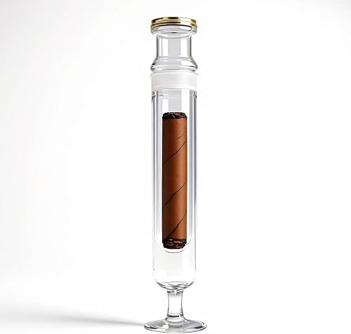 Glass Cigar Humidor Tube with Hygrometer & Aroma Chamber - A Ritual Gift for Enthusiasts