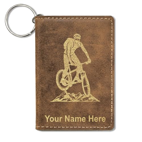 LaserGram ID Holder Wallet, Mountain Bike, Personalized Engraving Included (Rustic)