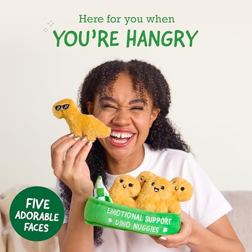 Image of Emotional Support Dino Nuggies by Relatable, Cuddly Stuffed Animals and Dinosaur Toys, Great Gift Ideas for Loved Ones of All Ages, Includes 5 Dinosaur Plushies with Carrying Basket