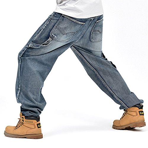 Men's Hip Hop Light Denim Cargo Long Vintage Jeans3