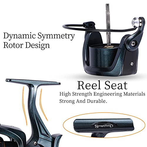 Sougayilang Carp Fishing Reel - 13+1BB Spinning Reel, Smooth, Powerful, With Spare Spool - KT30, Golden, 3000 - Image 2