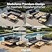 STEELSØN Zandra Gartenlounge Outdoor – modulares Gartenmöbel Set mit Ecksofa & Tisch wetterfest – Balkonmöbel aus Akazien Holz & Stahl mit Kissen in schwarz – Loungemöbel für Garten/Terasse/Balkon