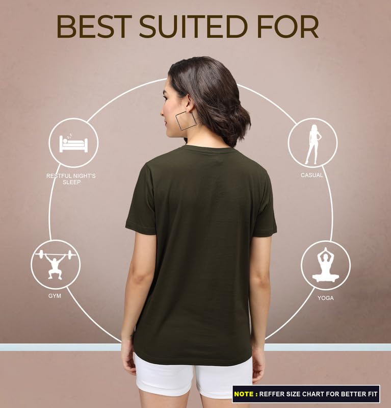 Image of Sleepynuts Women Boyfriend Plain Round Neck Half Sleeve T-Shirt