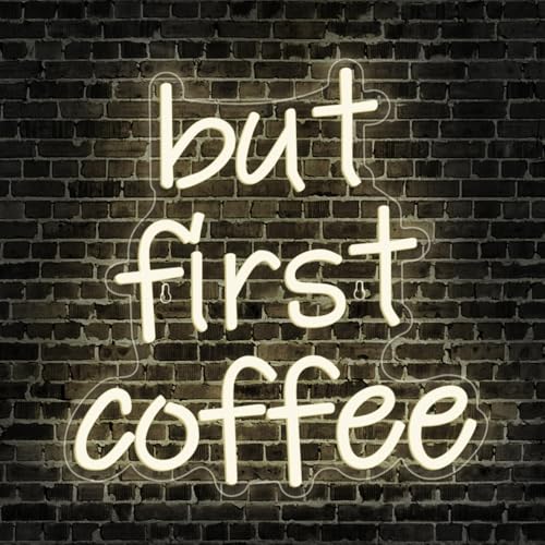 Image of But First Coffee Neon Sign- Coffee Bar Led Neon Sign for Business Neon Led Light Accessories Light Up for Wall Decor, USB Powered Bright Shop for Art Decor Party
