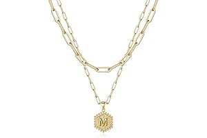 Cute Dainty Gold Necklace with Initial / Letter - Solid Gold Layering...