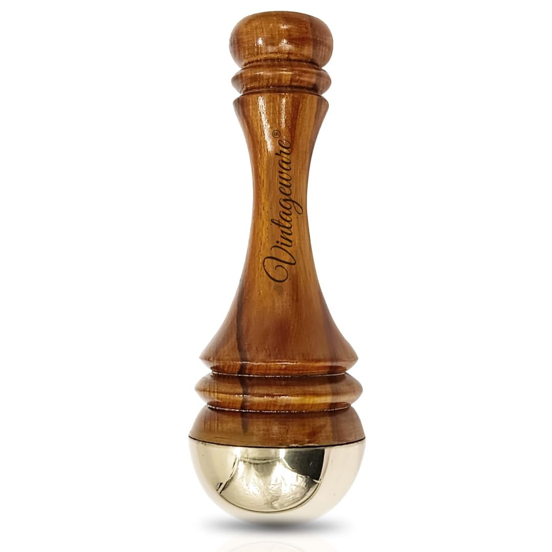 Vintageware® Kansa Wand Feet and Body Massager For Stress Relief, Detoxification And Deep Relaxation (Design 1, Natural Brown)