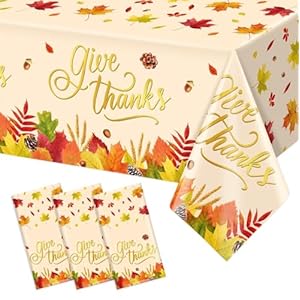 3 manteles desechables de Acción de Gracias, hojas de arce otoñales, impermeables, para el hogar, cena, cosecha, suministros de fiesta de Acción de Gracias, 54 x 108 pulgadas