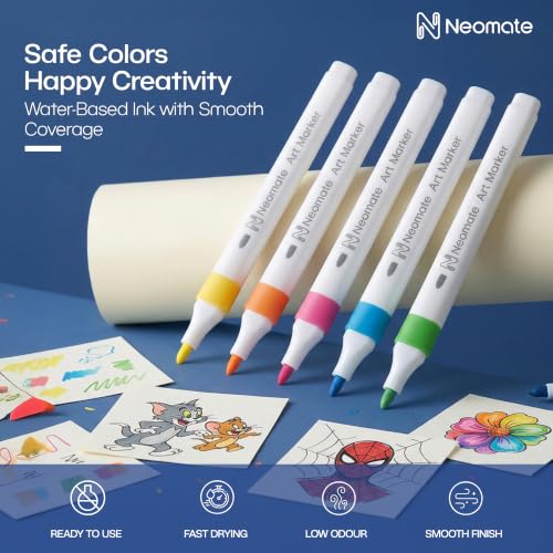 Image of Neomate 12 Pcs Single-Tip Acrylic Markers Set | Non-Toxic Art Supplies for Kids & Adults | Waterproof, Quick Dry | For Rock Painting, Canvas, Wood, Ceramic, Glass & DIY Crafts