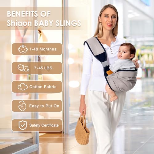 baby sling carrier baby carrier newborn to toddler7-45lbs toddler carrier with safety buckle one shoulder adjustable shoulder strap one size fits all grey