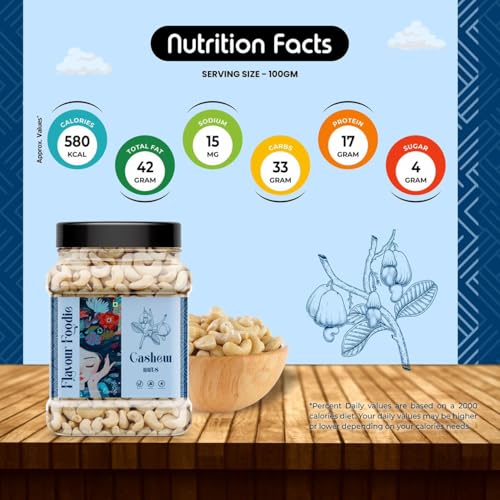 Image of Flavour Foodie Premium Cashew Nuts 500gm | Kaju Nut Dry Fuits | Natural & Crunchy Premium Whole Cashews | Gluten-Free Healthy Snack | Nutritious & Delicious Gift