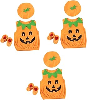 3 Conjuntos De Roupas De Bebê Fantasias Para Meninas Kit De Bebê Terno Abóbora Foto Roupas De Abóbora Criança Traje De Desempenho De Halloween Macacão Roupas Infantis