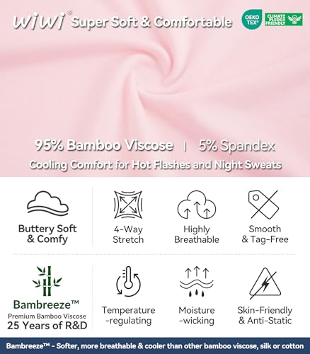 Image of WiWi Viscose from Bamboo Women's Pajamas Set Super Soft Button Down Top and Pants Sleepwear Cooling Pjs S-3X