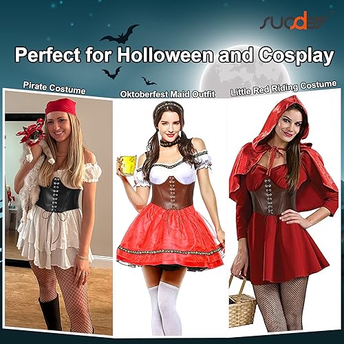 SUOSDEY Lace-up Cinch Bustiers Corset Belt for Women, Elastic Tie Waspie Wide Costume Waist Belt for Renaissance Halloween4